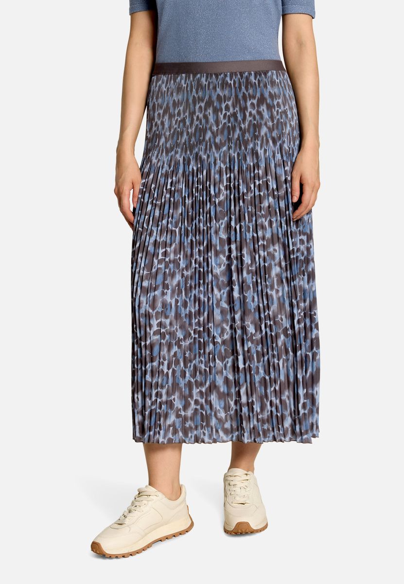 Plissierter Midirock mit Animalprint