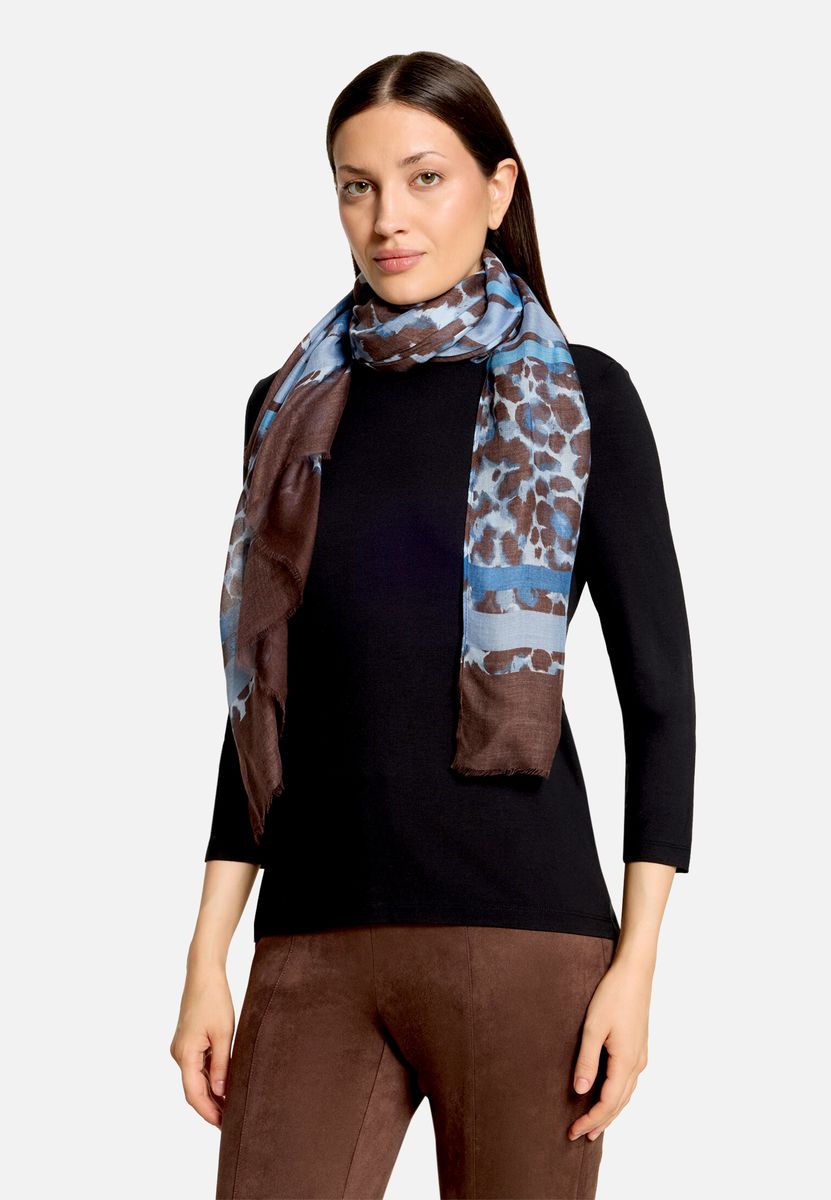 Schal mit Animal-Print und Fransen
