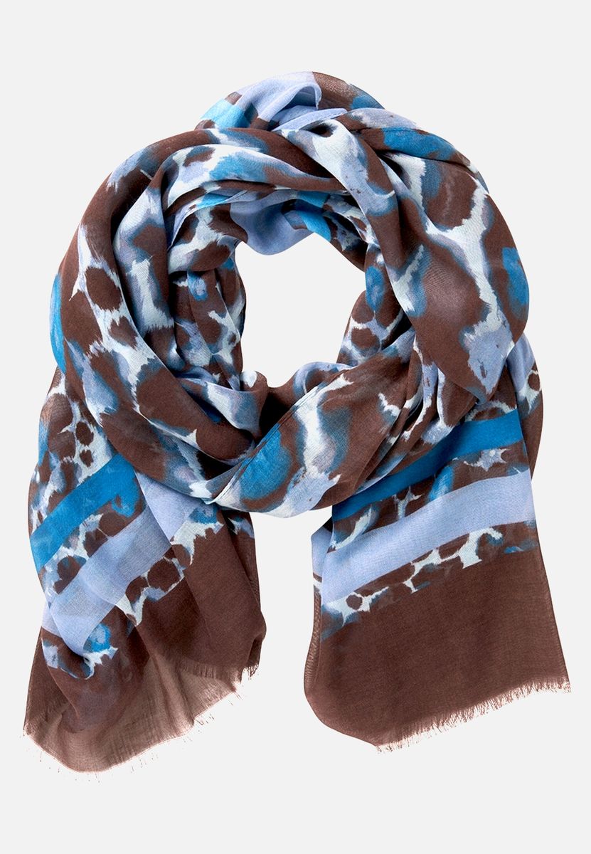 Schal mit Animal-Print und Fransen
