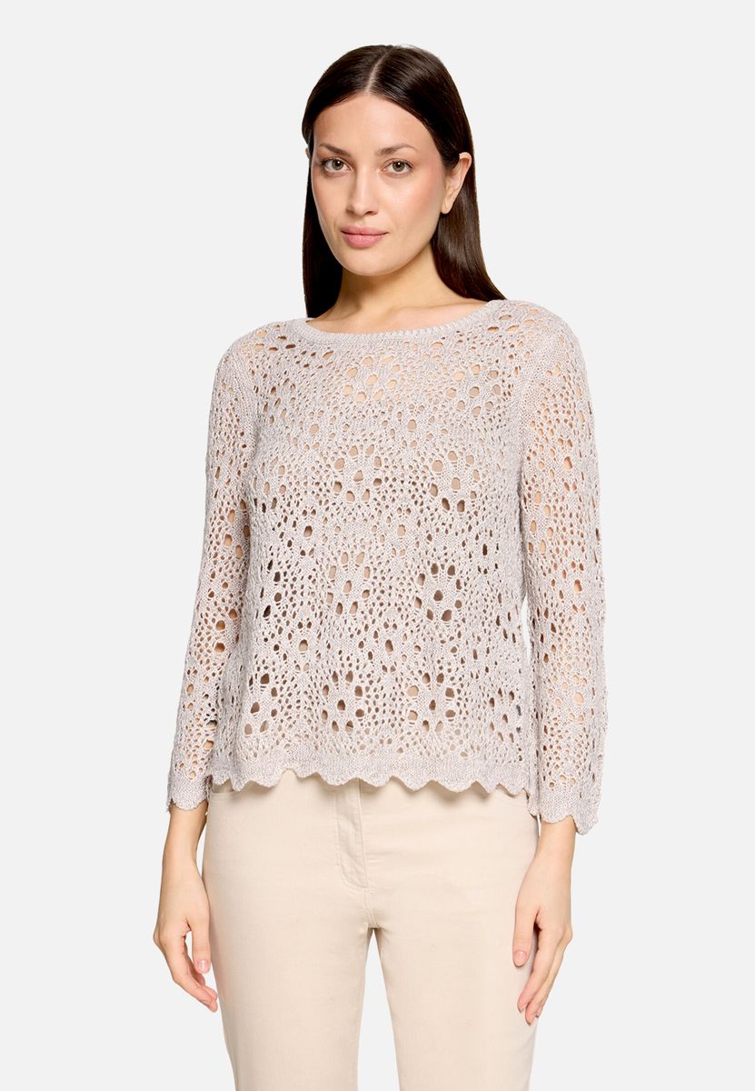 Eleganter Ajour-Strickpullover mit 3/4-Arm