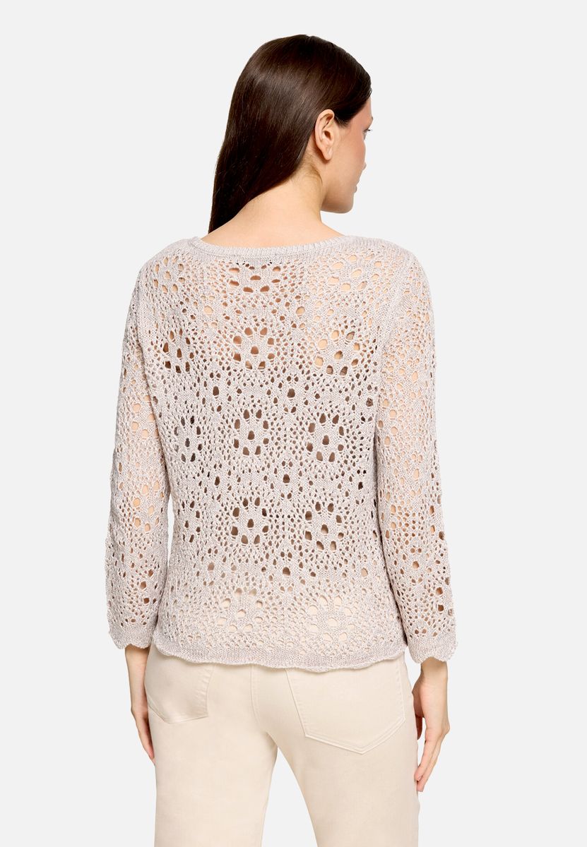 Eleganter Ajour-Strickpullover mit 3/4-Arm