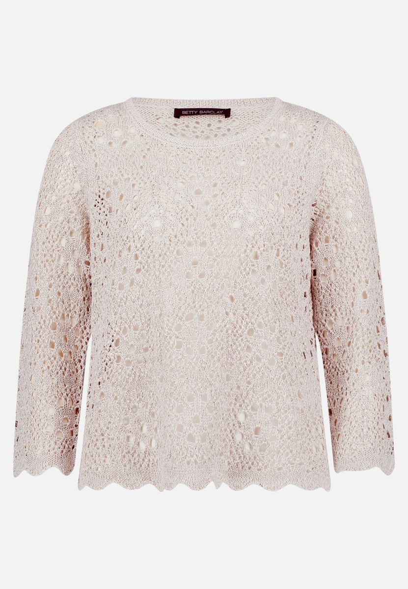 Eleganter Ajour-Strickpullover mit 3/4-Arm