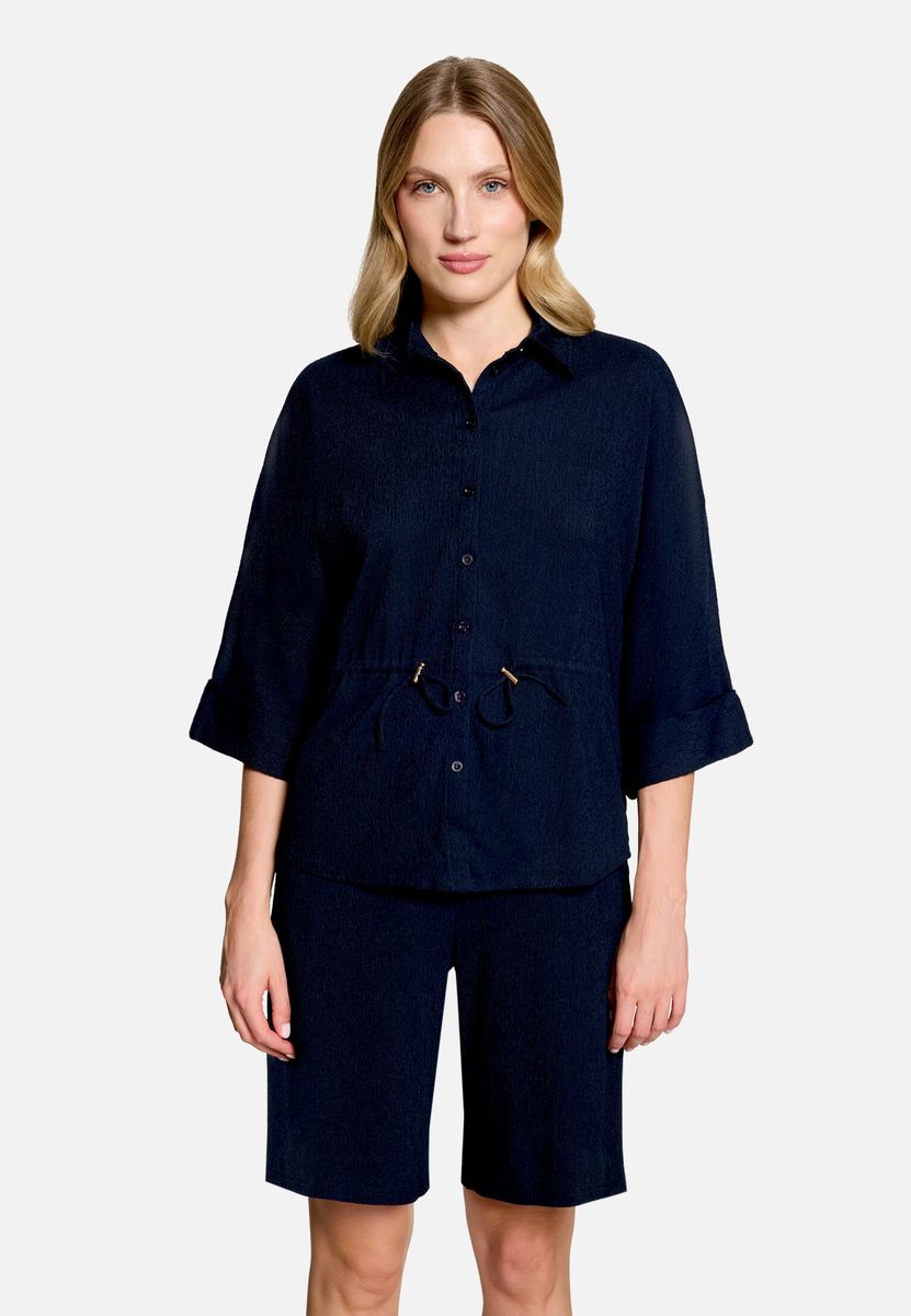 Strukturierte Hemdbluse mit Taillenzug
