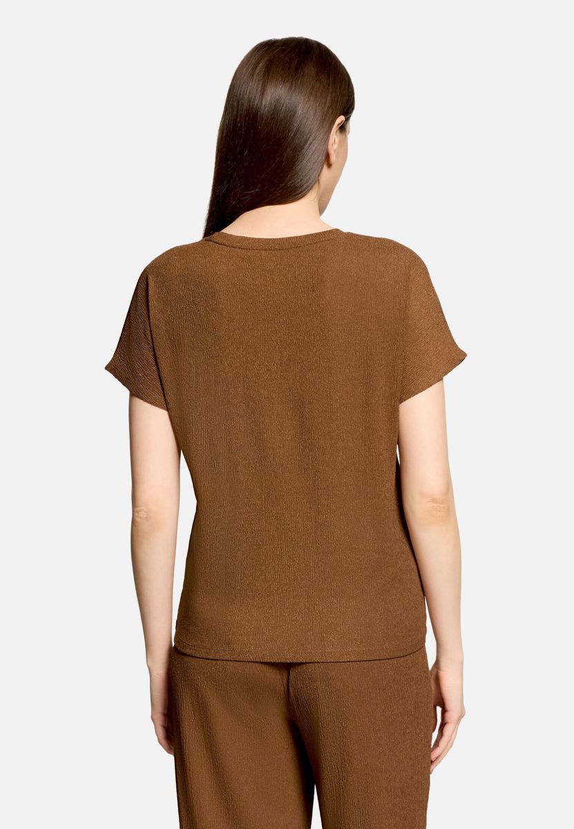 Strukturiertes V-Ausschnitt Crêpe-Shirt