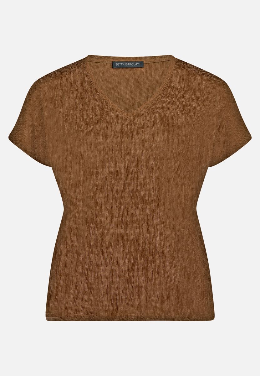 Strukturiertes V-Ausschnitt Crêpe-Shirt
