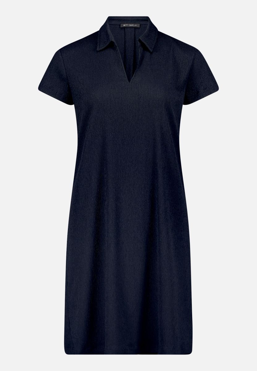 Strukturiertes Polokleid mit V-Ausschnitt