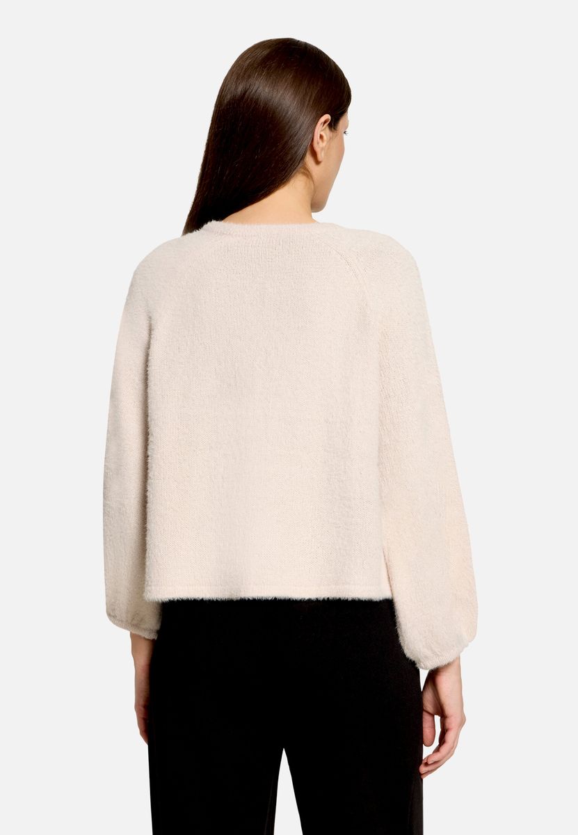 Flauschige offene Glitzer-Strickjacke