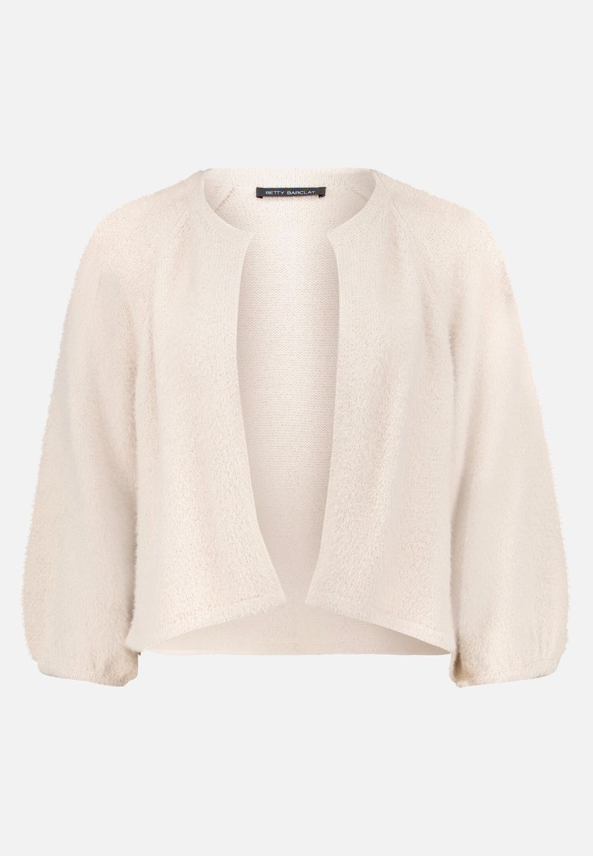 Flauschige offene Glitzer-Strickjacke