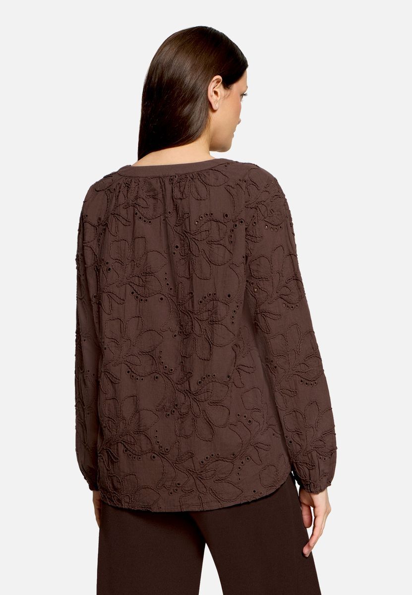 Schlupfbluse mit floraler Stickerei
