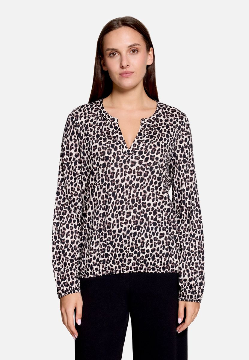 Leopardenmuster-Bluse mit V-Ausschnitt