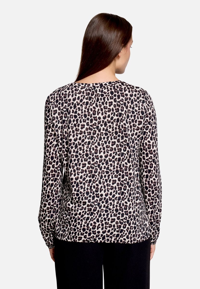 Leopardenmuster-Bluse mit V-Ausschnitt