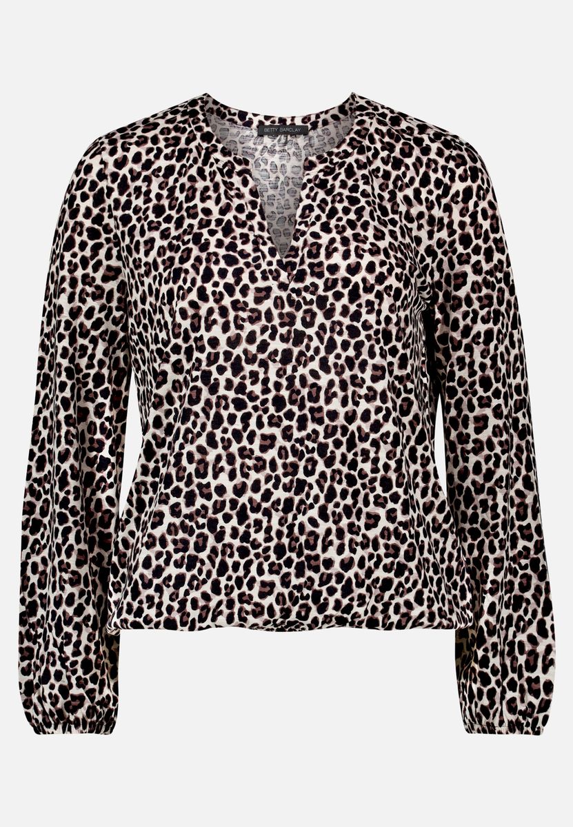 Leopardenmuster-Bluse mit V-Ausschnitt