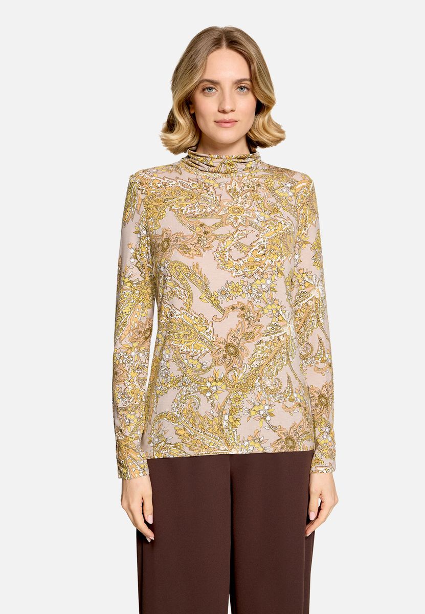 Rollkragen-Oberteil mit Paisley-Muster