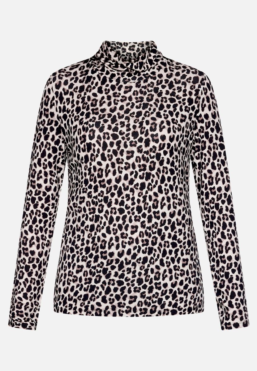 Elegantes Rollkragenshirt mit Leoprint