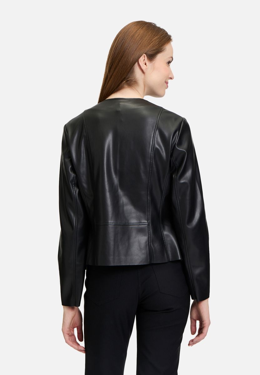 Wasserfalljacke in Lederoptik ohne Verschluss