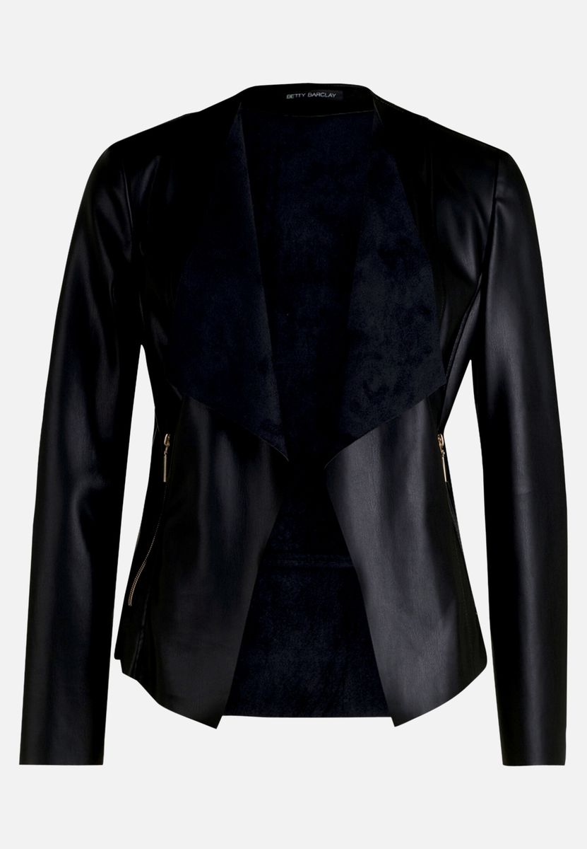 Wasserfalljacke in Lederoptik ohne Verschluss