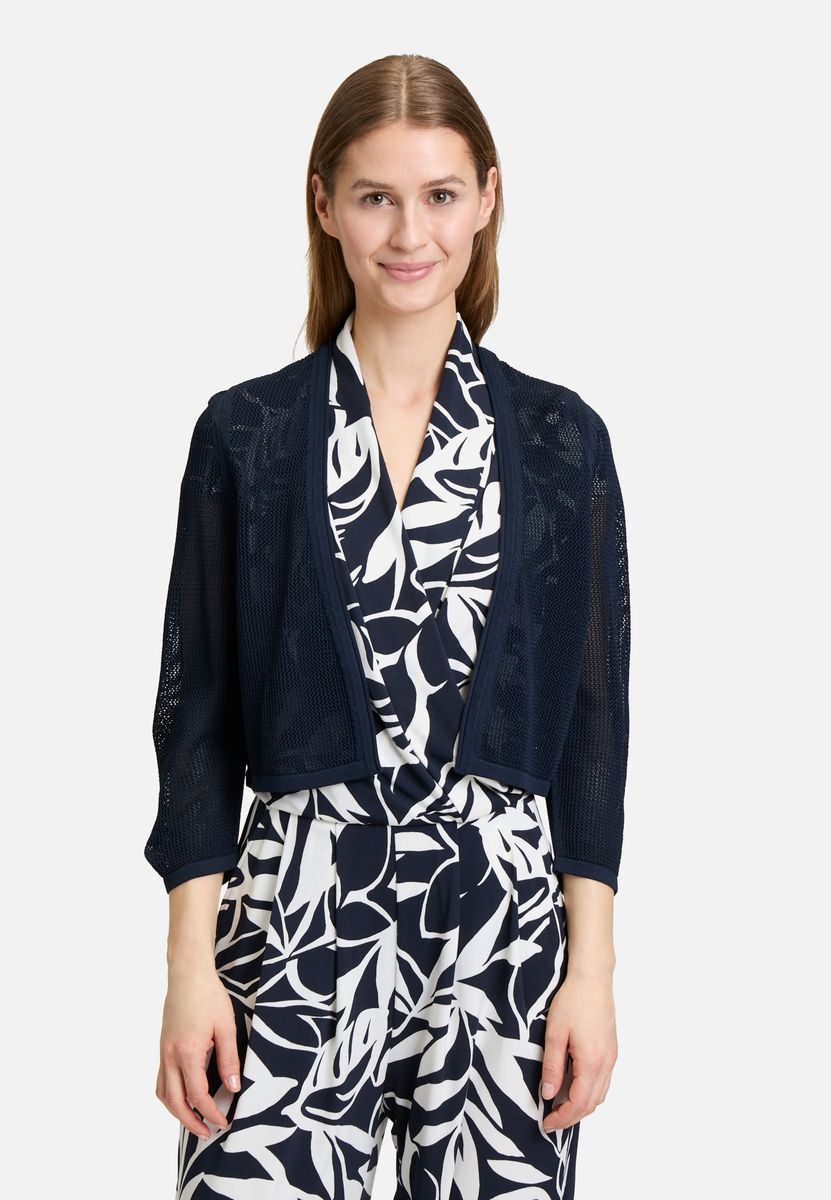 Leichte Mesh-Strickjacke mit 3/4-Arm