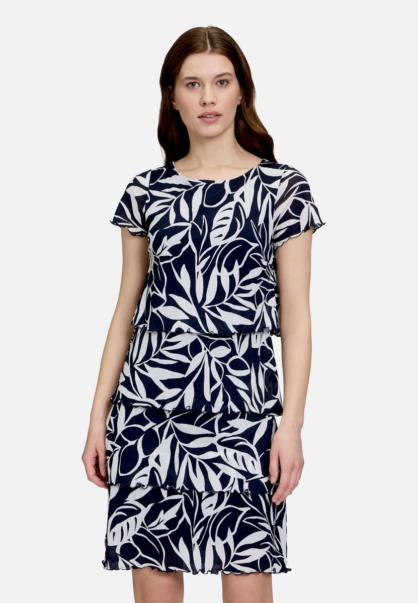 Florales Stufenkleid mit Rundhalsausschnitt