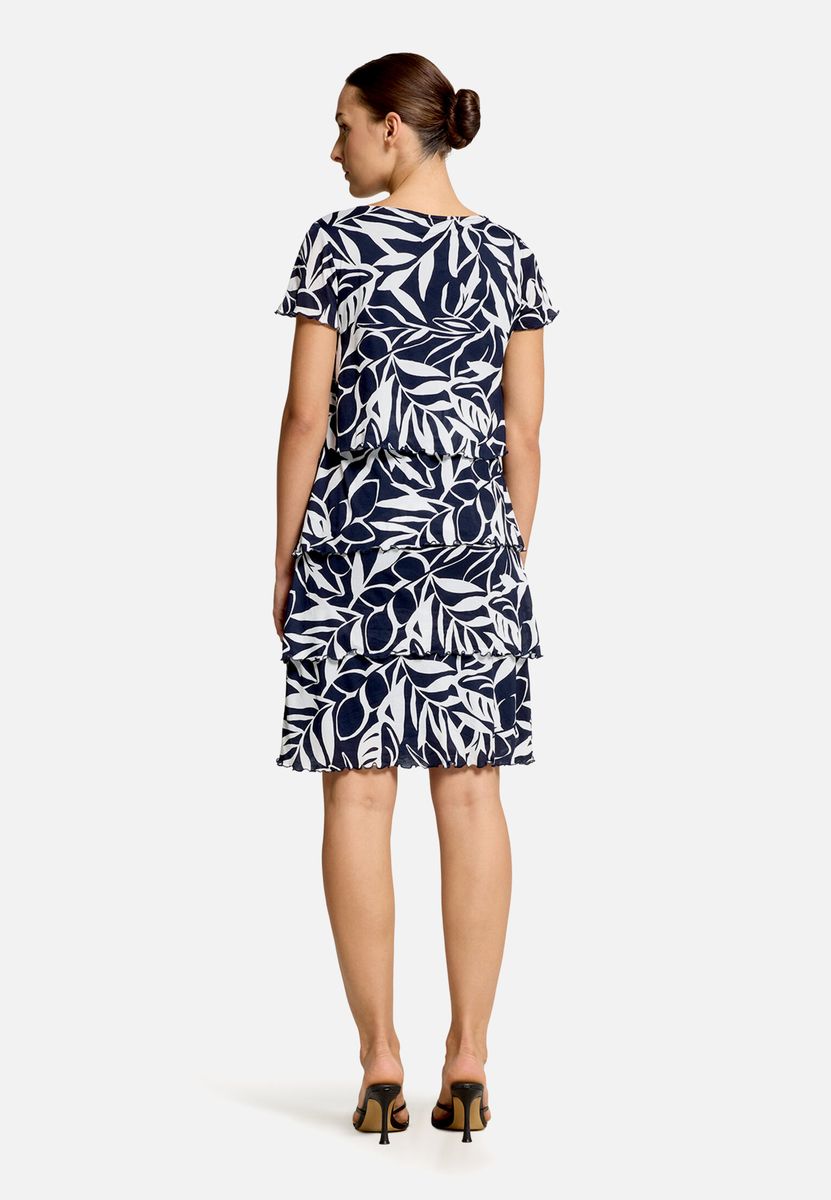 Florales Stufenkleid mit Rundhalsausschnitt