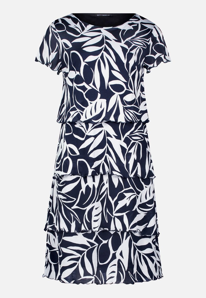 Florales Stufenkleid mit Rundhalsausschnitt