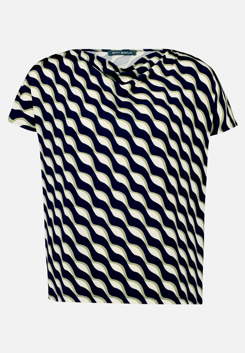Top mit Wellenprint und Wasserfallausschnitt