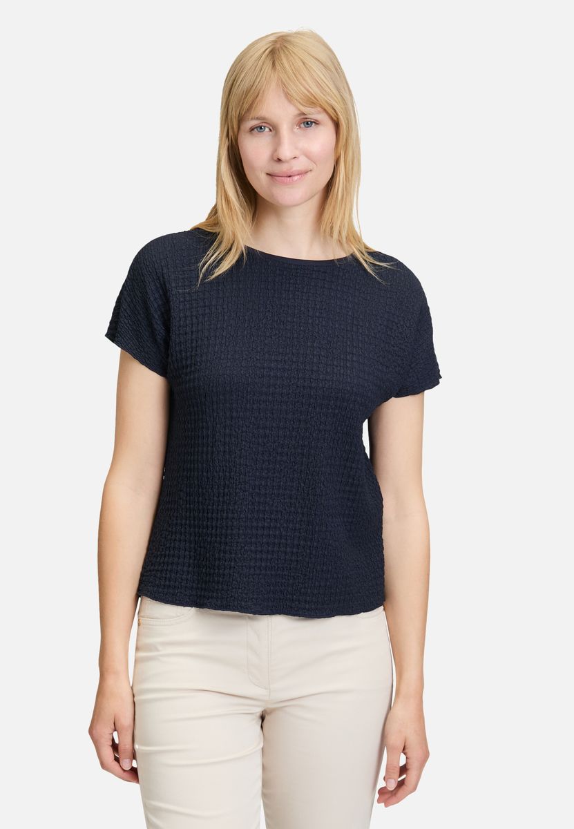 Kurzarm-Strukturshirt mit U-Boot-Ausschnitt