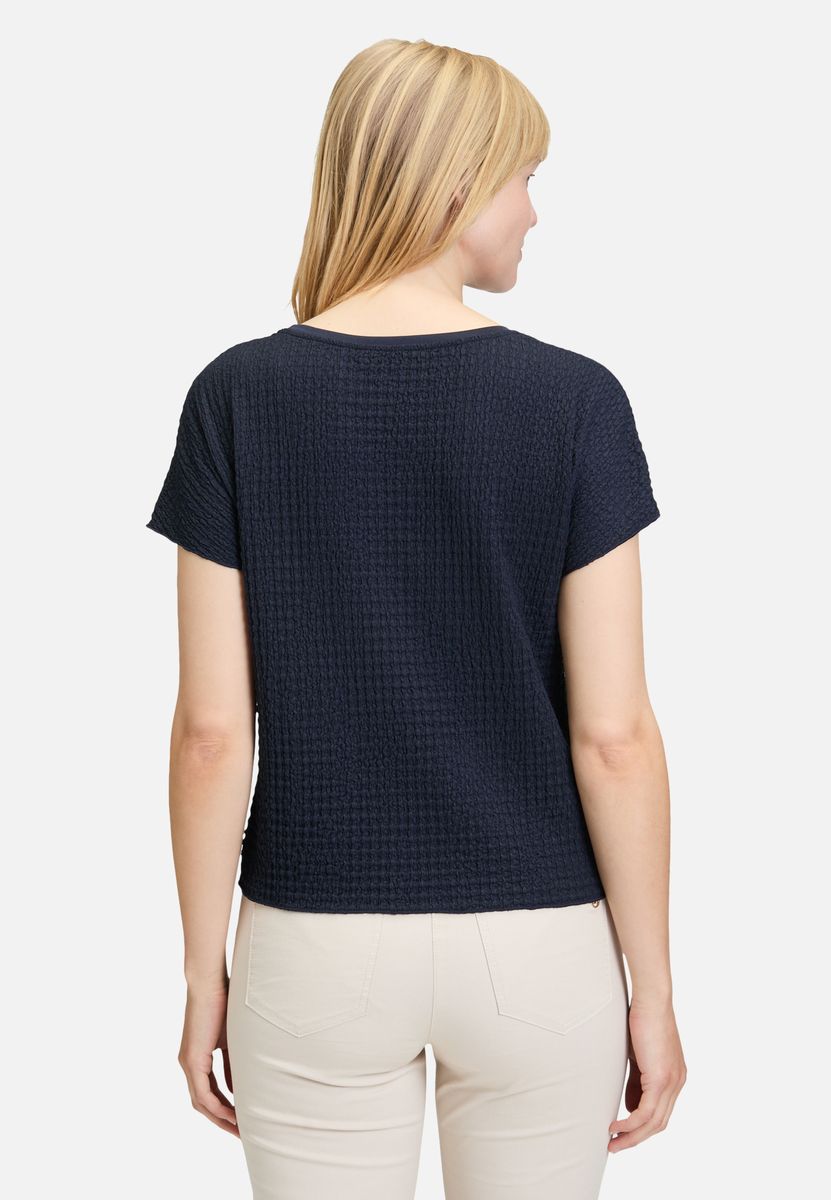 Kurzarm-Strukturshirt mit U-Boot-Ausschnitt