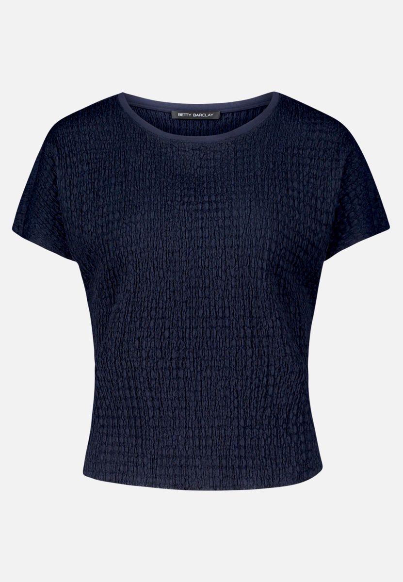 Kurzarm-Strukturshirt mit U-Boot-Ausschnitt