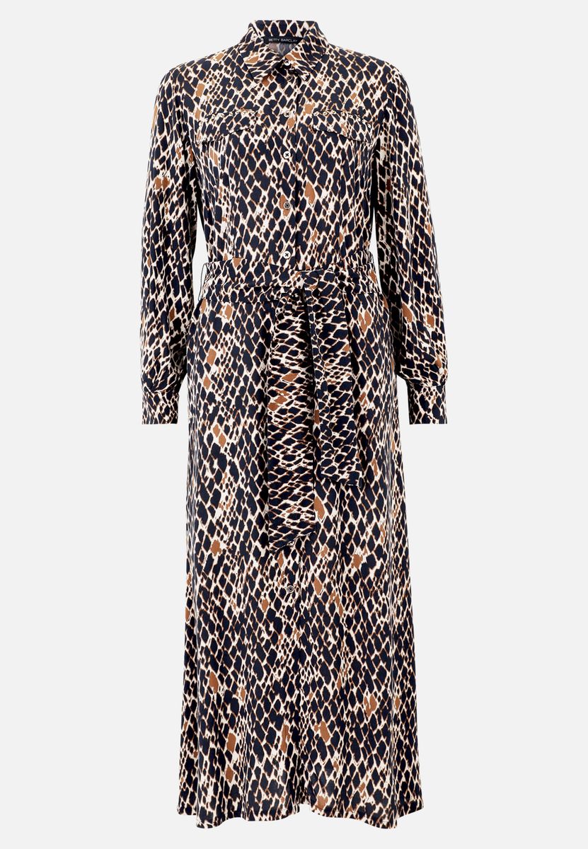Hemdblusen-Midikleid mit Tiermuster