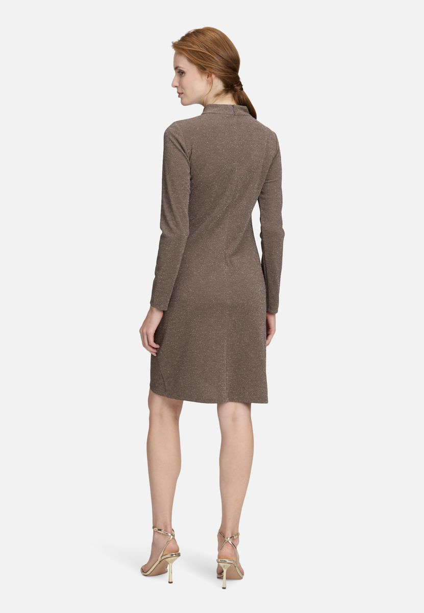 Glitzer-Partykleid mit Stehkragen und Raffungen