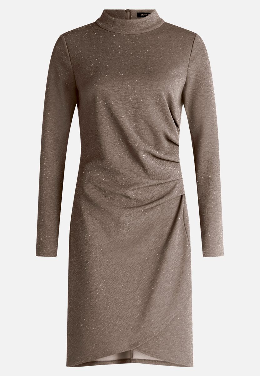 Glitzer-Partykleid mit Stehkragen und Raffungen