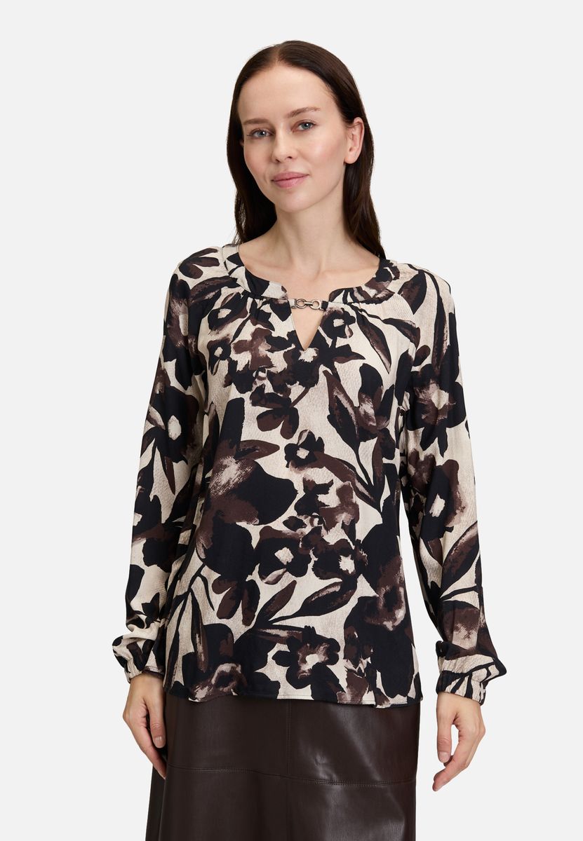Schlupfbluse mit abstraktem Blumenmuster