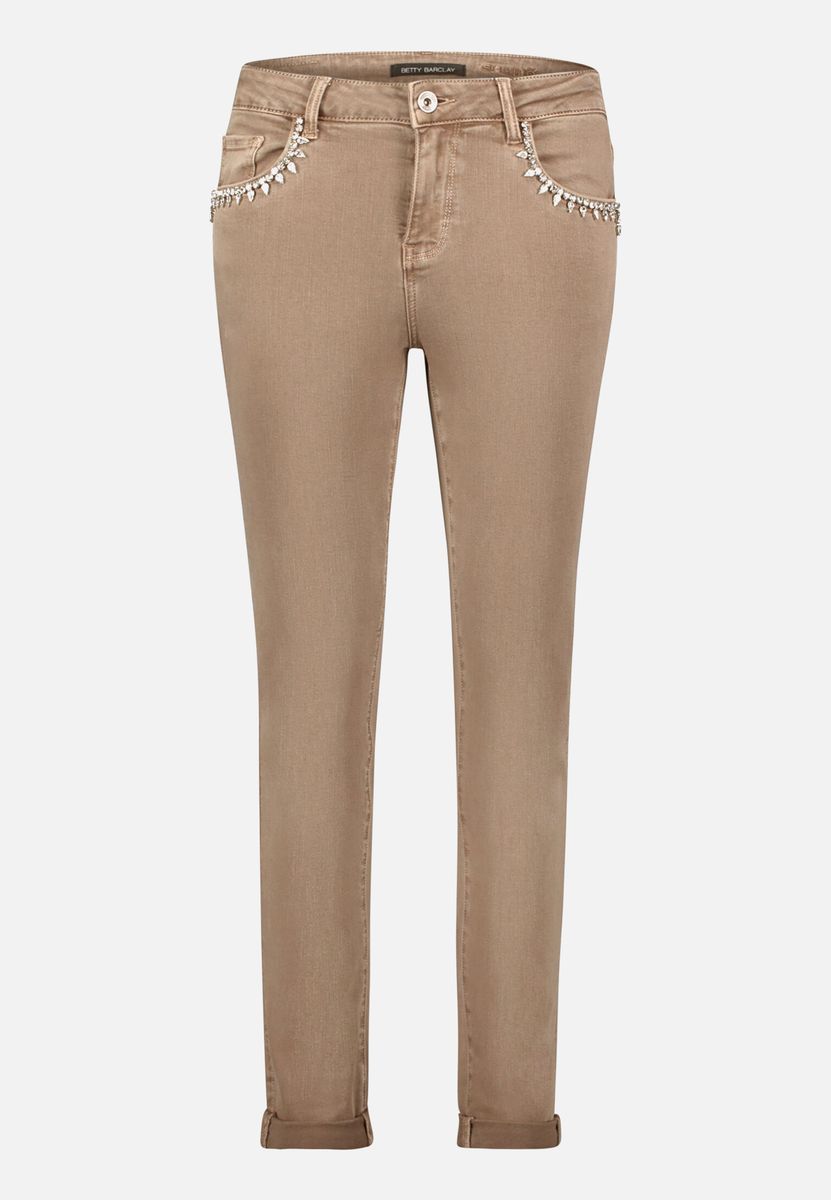 Slim-Fit Jeans mit Strass-Applikationen