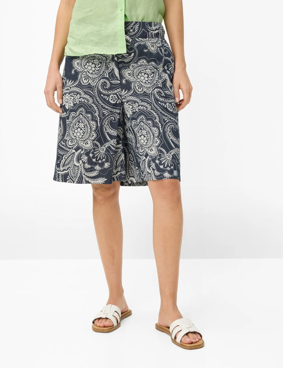 Bermuda-Shorts mit weitem Bein und Paisley-Muster