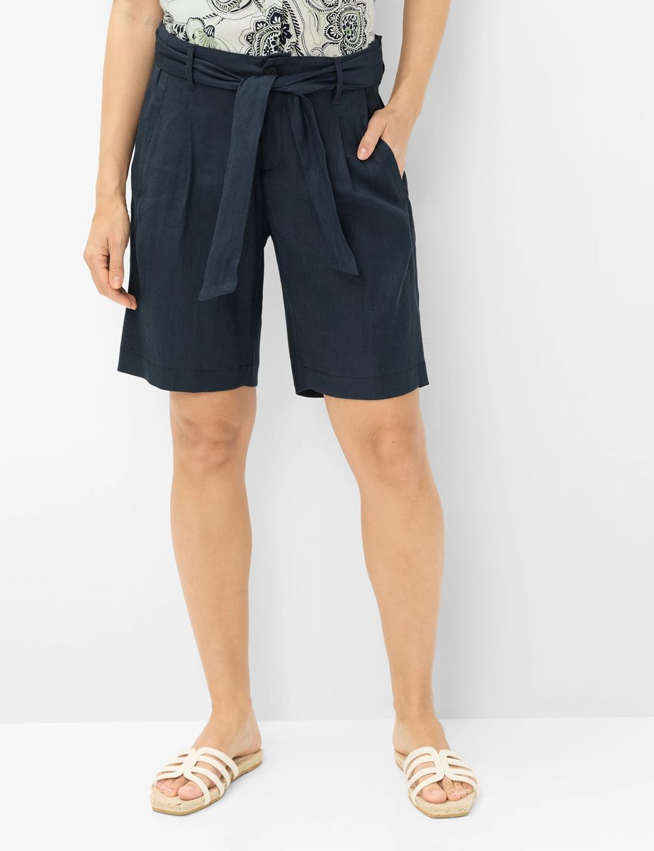 Weit geschnittene Leinen-Bermuda-Shorts