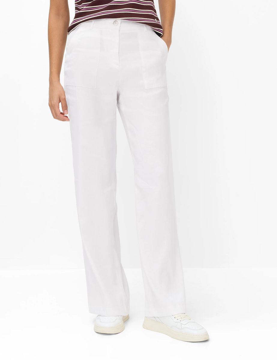 Locker geschnittene Leinenhose mit weitem Bein