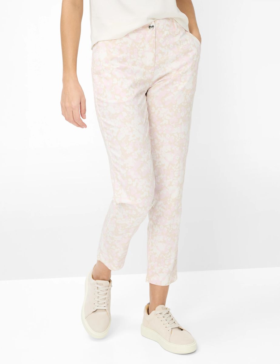 Chinohose mit floralem Muster