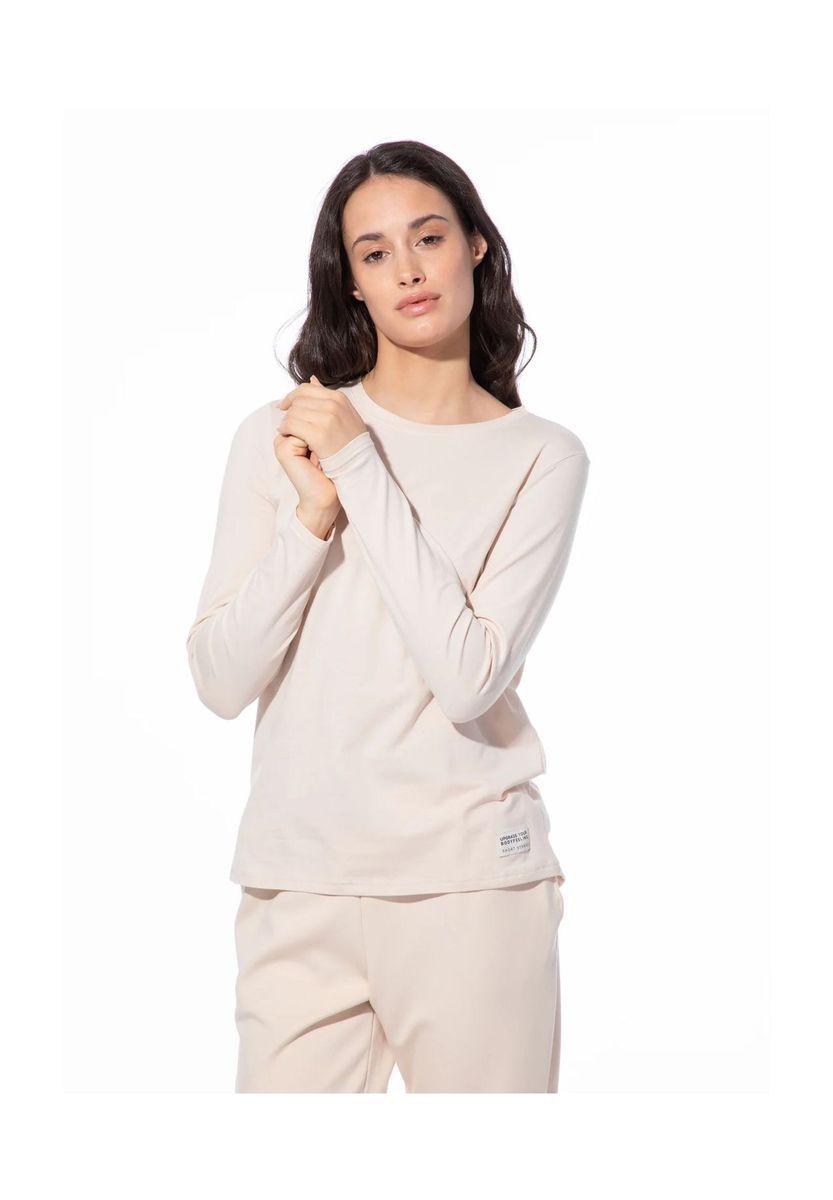 Klassisches Langarm-Loungewear-Oberteil aus Baumwolle