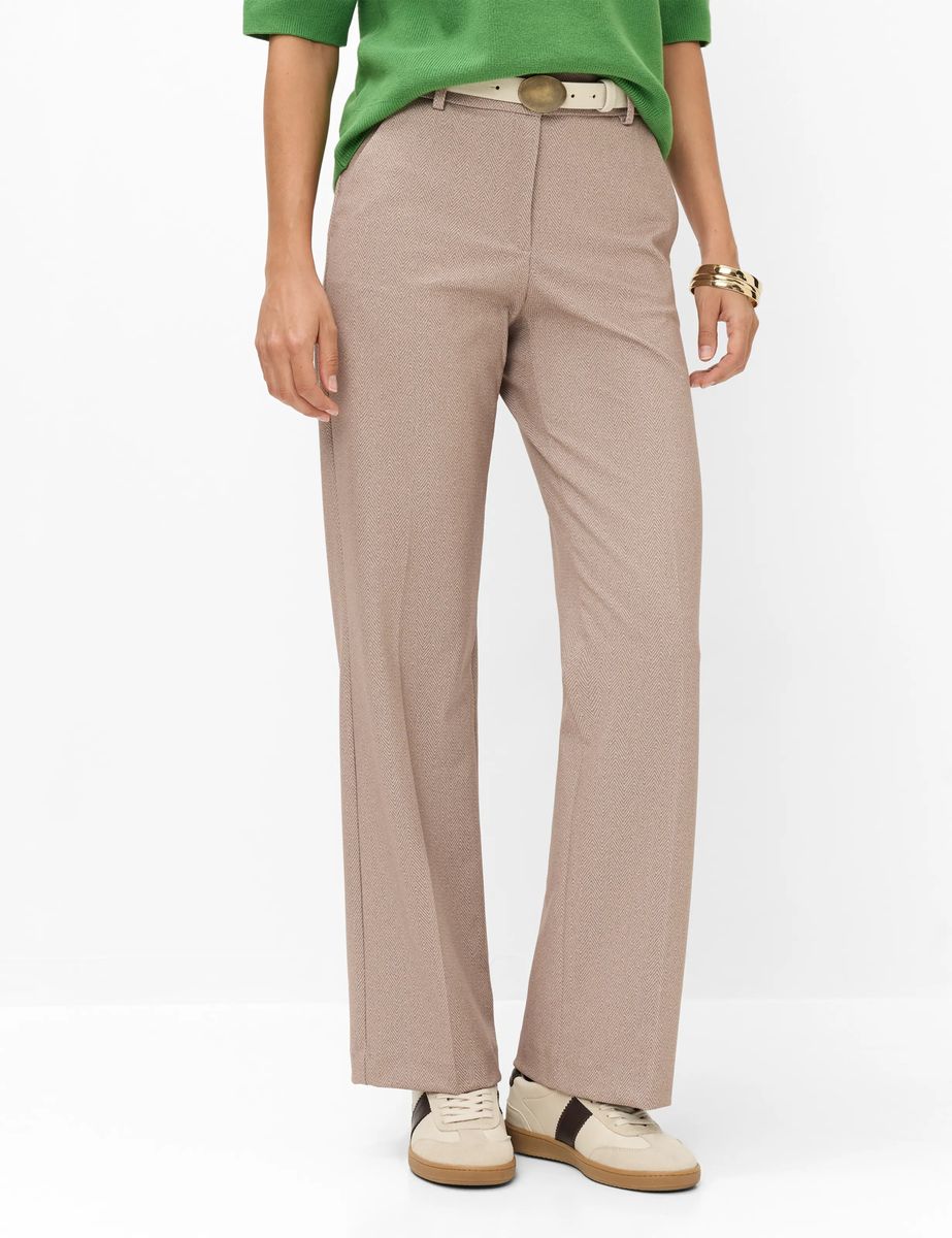 Fischgrät-Jerseyhose mit weitem Bein