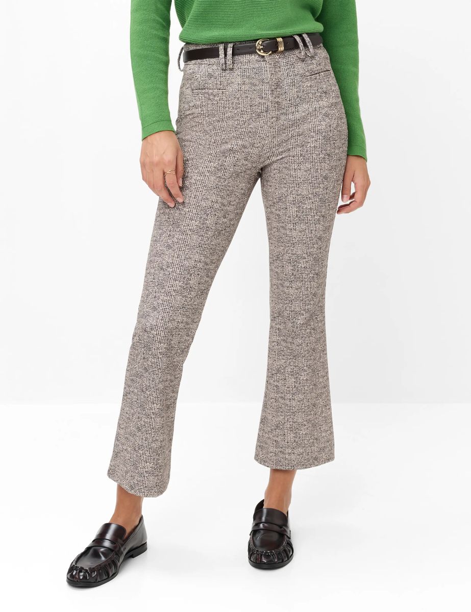 Schmal geschnittene Bootcut-Hose mit Karomuster