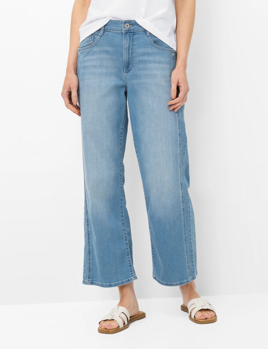 Verkürzte Denim-Culotte mit weitem Bein