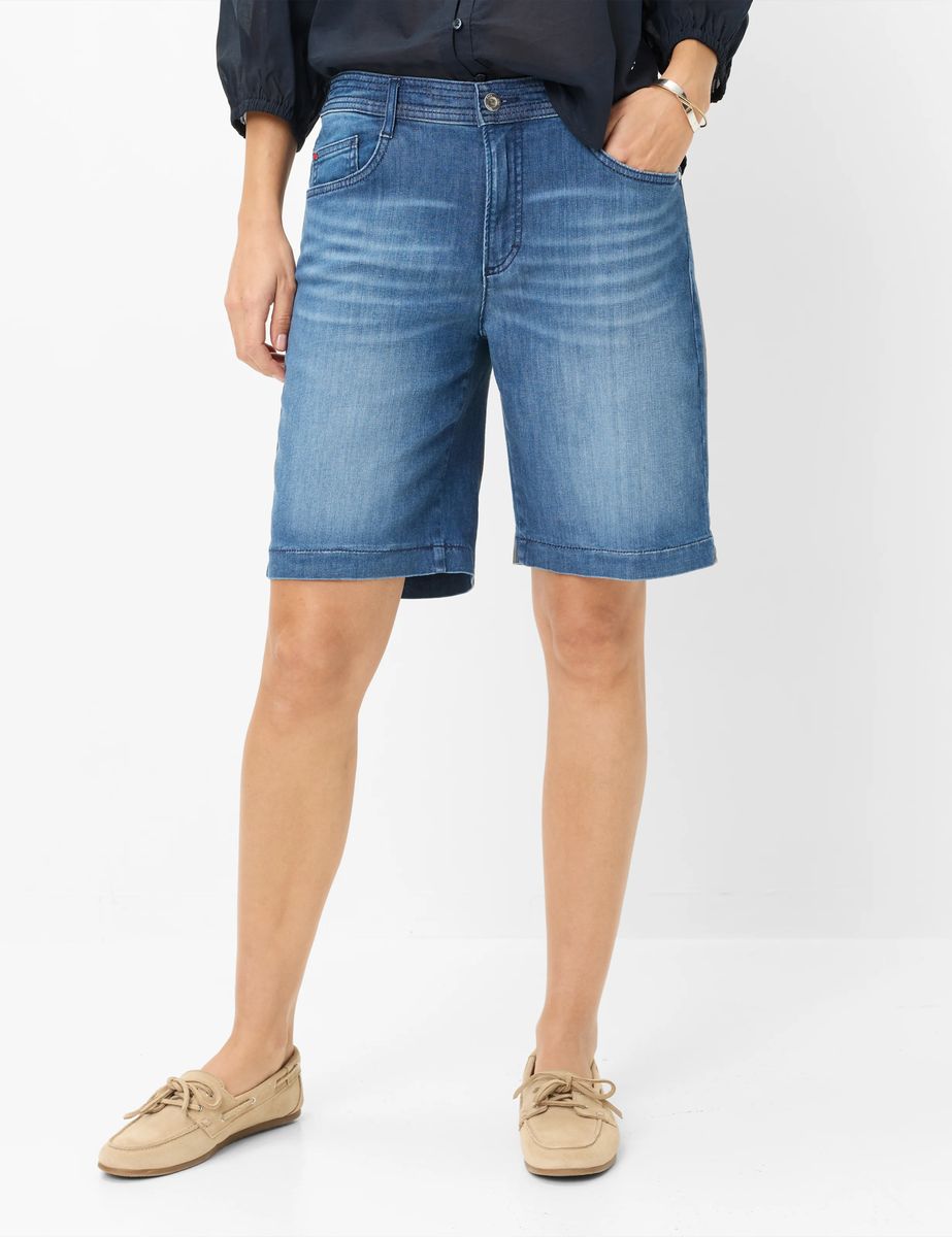 Lockere Wide-Leg Denim-Bermudas