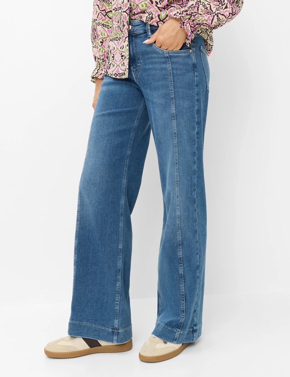 Wide-Leg-Jeans mit Naht-Detail