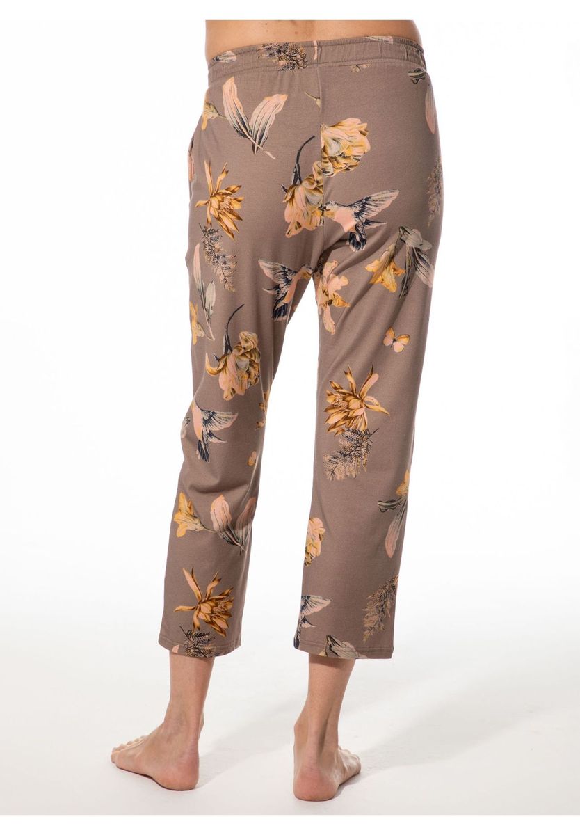 Lounge-Hose mit Kolibri-Blumenmuster