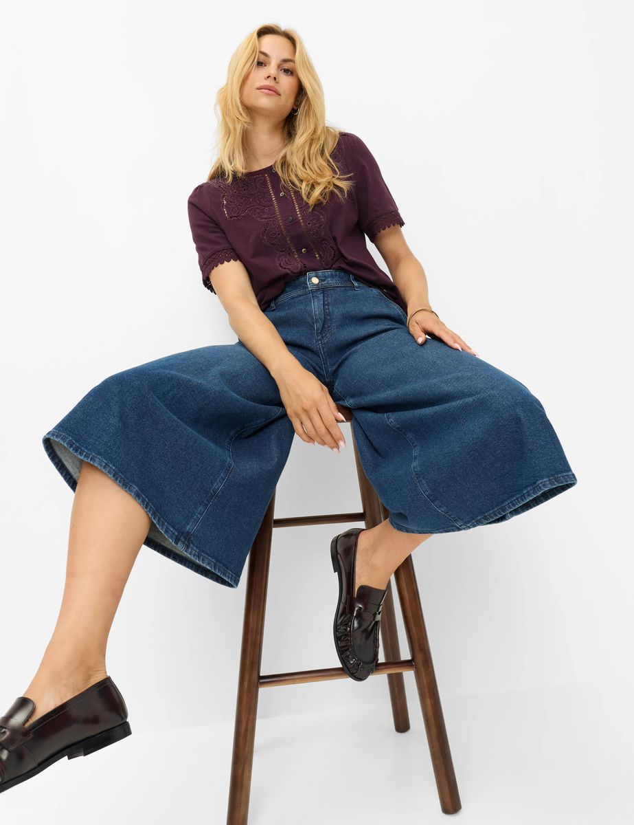 Modische weite Denim-Culottes