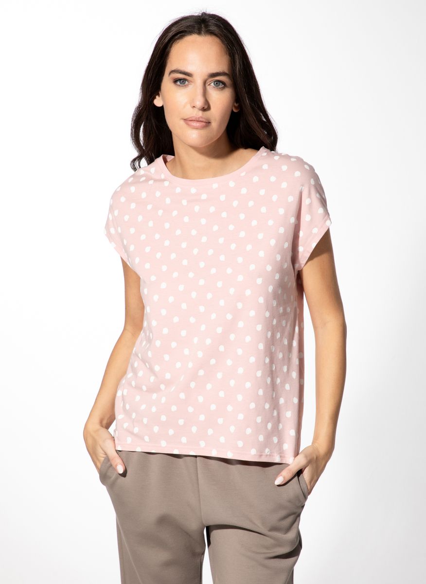 Entspanntes gepunktetes Loungewear-Shirt