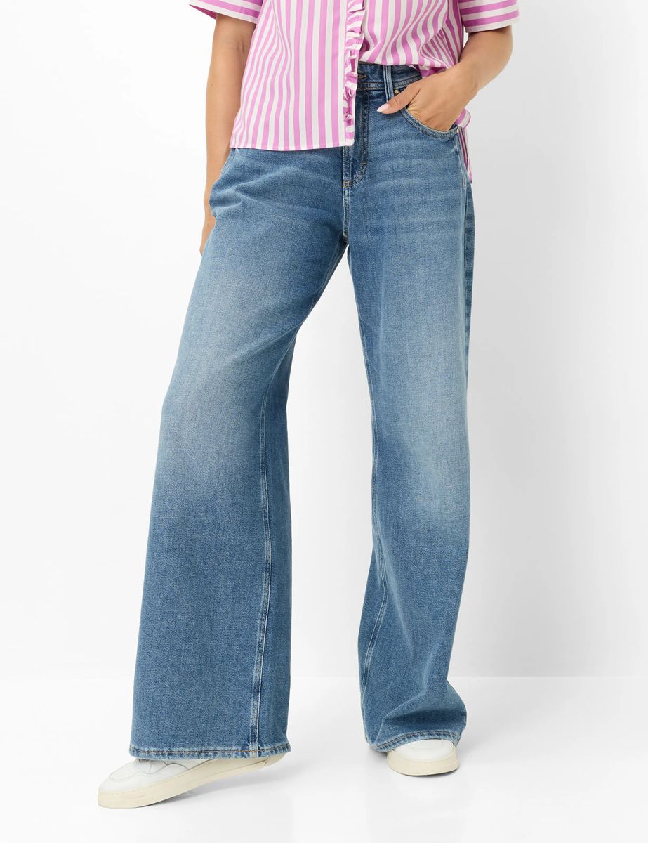 High-Waist-Jeans mit weitem Bein