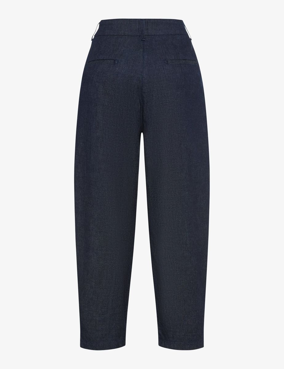 Hoch geschnittene Barrel-Leg Denim Hose