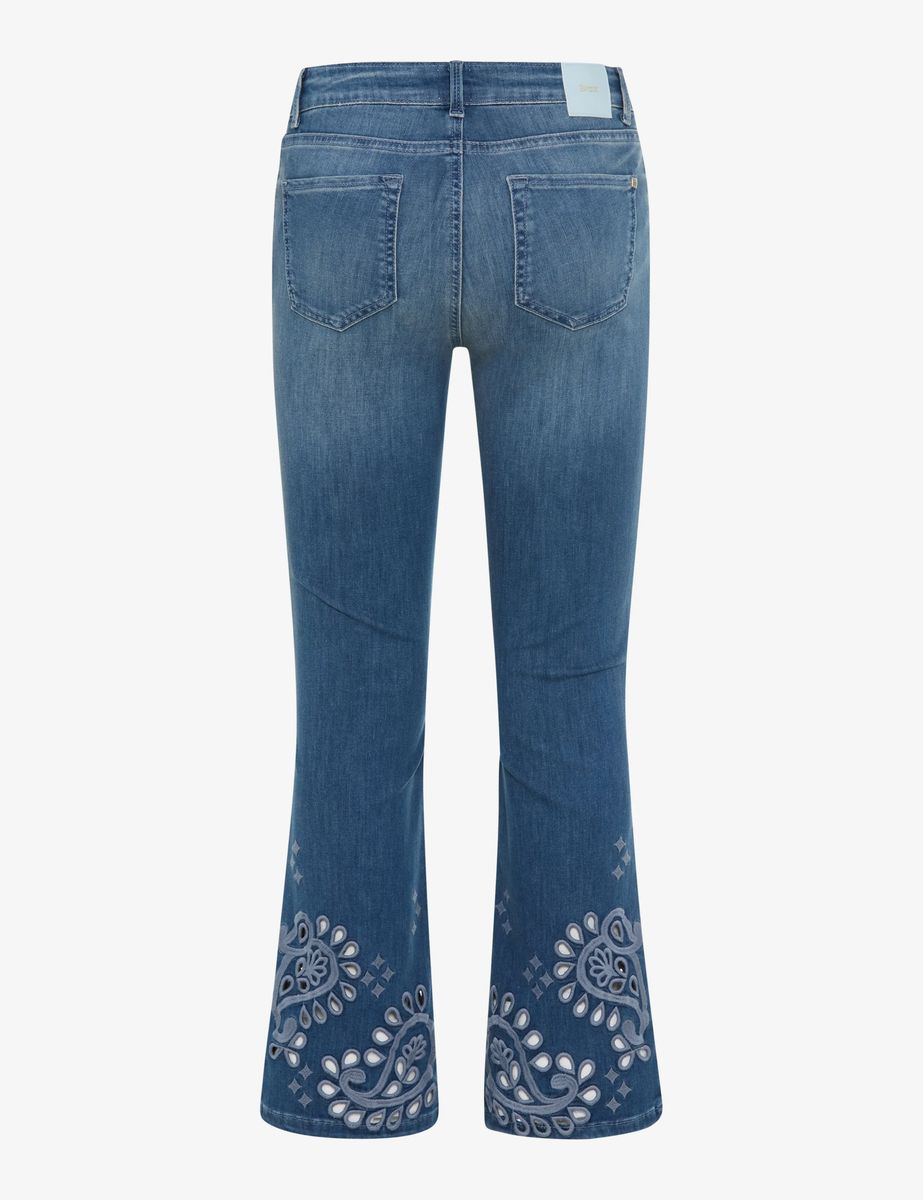 Slim-Bootcut-Jeans mit Paisley-Stickerei