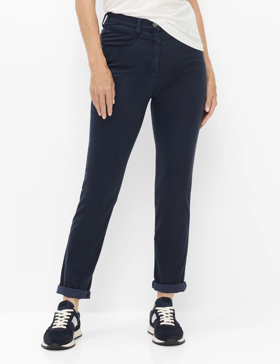 Schmal geschnittene Five-Pocket-Satinhose
